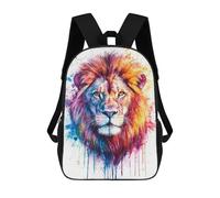 sinyumoney Colorful Lion Watercolor Backpacks Kids School Backpack School Bag 3D Printed School Bag for Boys Elementary And Middle School Students 17inch