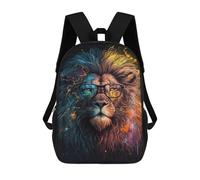 sinyumoney Colorful Lion with Glasses Art Print -1 Rucksack Lightweight Casual Daypack School Backpacks for Teenage Girls Boys Women Men 17inch