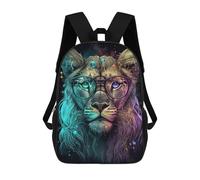 sinyumoney Colorful Lion with Glasses Art Print -2 Children's 17 Inch School Backpack 3D Printed Anime Movies for Kids Travel Rucksacks Book Bags Kids School Bag