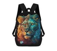 sinyumoney Colorful Lion with Glasses Art Print -3 Backpack School Bag Large School Backpack for Boys - Perfect for Travel, Work And Daily Use 17inch
