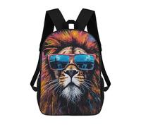 sinyumoney Colorful Lion with Sunglasses Art Print Backpack Cartoon Plush Bag, 3D Backpack for Kids School Bag Birthday Gift Idea for Boys And Girls 17inch