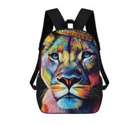 sinyumoney Colorful Lioness Face Backpack School Bag High Secondary School Bags Casual Backpack for Campus Outdoor Travel Sports 17inch