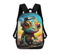 sinyumoney Colorful Lizard Art Print-3 Backpack School Daypacks Business Backpack Water Resistant Bookbag for Boys/Girls/Teenagers 17inch