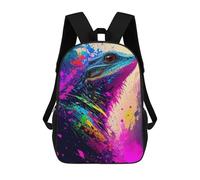 sinyumoney Colorful Lizard Art Print Backpack School Rucksack Casual Daypacks School Work Travel Bag for Men, Women & Teenage Boys 17inch