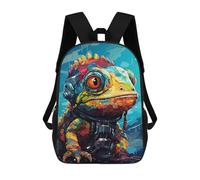 sinyumoney Colorful Lizard Astronaut Art Print School Backpack Lightweight Airport College Students Back Pack for Boys/Girls/Teenagers 17inch