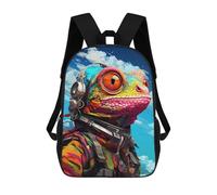sinyumoney Colorful Lizard Astronaut Art School Bags School Secondary High School College Backpack Travel for Boys/Girls/Teenagers 17inch