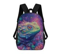 sinyumoney Colorful Lizard Fantasy Artwork 3D Printed 17inch School Bag Children's School Backpack Travel Backpacks Casual Fashion Bag for Kids School Students