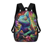 sinyumoney Colorful Lizard in Fantasy Forest Backpack School Lightweight Airport College Students Back Pack for Men, Women & Teenage Boys 17inch