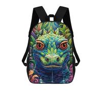 sinyumoney Colorful Lizard Portrait-3 3D Printed Children's School Backpack for Kids Travel Rucksacks Book Bags Kids School Bag 17inch