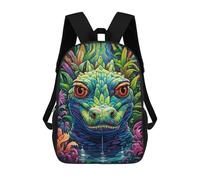 sinyumoney Colorful Lizard Portrait 3D Printed Children's School Backpack for Kids High Capacity Travel Rucksacks Book Bags Kids School Bag Back Pack 17inch