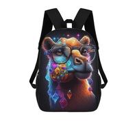 sinyumoney Colorful Llama with Crystal Necklace Rucksack Water Resistant Travel Backpack Computer Bag for Campus Outdoor Travel Sports 17inch