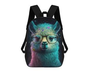 sinyumoney Colorful Llama with Glasses Art Print Backpack School Bag Travel College Rucksack Backpacks for Girl, Teen Girls 17inch