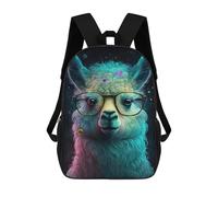 sinyumoney Colorful Llama with Glasses Art Print Children's Backpacks 17inch School Backpack 3D Printed Bag Bookbag for Kids Travel Rucksacks Boy Girl Book Bags Kids School Bag
