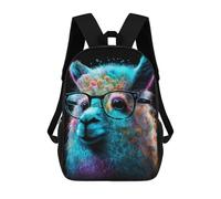 sinyumoney Colorful Llama with Glasses Backpack School Bag Travel College Rucksack Backpacks for Girl, Teen Girls 17inch