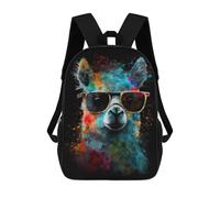 sinyumoney Colorful Llama with Sunglasses 3D Printed 17inch Kids School Bag Rucksacks Children's School Fashion Casual Back Pack High Capacity Travel Book Bags
