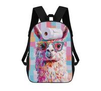 sinyumoney Colorful Llama with Toilet Paper Hat Backpacks Kids School Backpack School Bag 3D Printed School Bag for Boys Elementary And Middle School Students 17inch