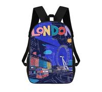 sinyumoney Colorful London Cityscape Illustration Backpacks 3D Printed Kids School Backpack Outdoor Casual Daypack Fashion Casual Children Backpacks Cute Travel Bags 17inch