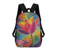 sinyumoney Colorful Lotus Flower Painting Backpack School Bag Water Resistant School Bag Business Backpack for Boys/Girls/Teenagers 17inch