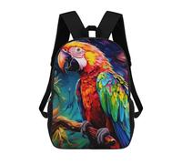 sinyumoney Colorful Macaw in Artwork Backpack School Rucksack Casual Daypacks School Work Travel Bag for Boys/Girls/Teenagers 17inch