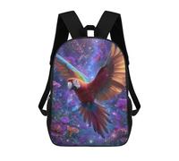 sinyumoney Colorful Macaw in Fantasy Forest School Backpack for Girls 17inch Casual Daypack Lightweight Rucksack Boy Girl Backpack for Middle School Students