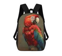 sinyumoney Colorful Macaw Parrot Art Print-4 Backpacks Kids 17inch School Backpack School Bag 3D Printed School Bag for Boys Elementary And Middle School Students