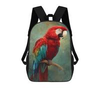 sinyumoney Colorful Macaw Parrot Art Print School Backpack for Girls 17inch Casual Daypack Lightweight Rucksack Boy Girl Backpack for Middle School Students