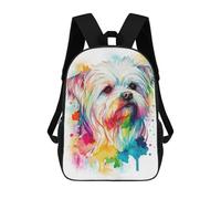sinyumoney Colorful Maltese Dog Art Children's 17 Inch School Backpack 3D Printed Cool Knapsack for Kids Travel Rucksacks Book Bags Kids School Bag