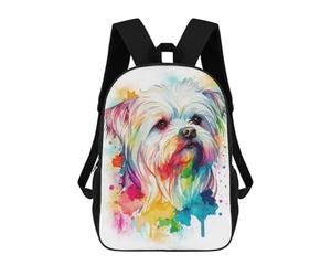 sinyumoney Colorful Maltese Dog Art School Bags Work Laptop Backpack Rucksack Bag- Perfect for Travel, Work And Daily Use 17inch