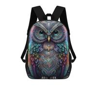 sinyumoney Colorful Mandala Owl Art Print 3D Printed School Bag Children's School Backpack Schoolbags Travel Backpacks Casual Fashion Bag for Kids School Students 17inch