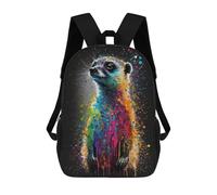 sinyumoney Colorful Meerkat Art Print-1 School Backpack Fashion Stationery Backpack Waterproof Casual Daypacks for Men/Women 17inch