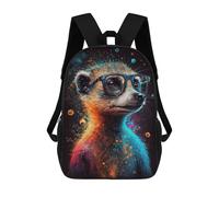 sinyumoney Colorful Meerkat Art Print School Backpack Large School Backpack for Boys for Campus Outdoor Travel Sports 17inch