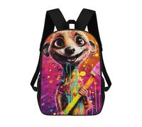 sinyumoney Colorful Meerkat Artwork Kids Backpack,School Backpack Kids School Bag 3D Printed Cartoon Large Capacity Backpack for Kids Boys And Girls 17inch