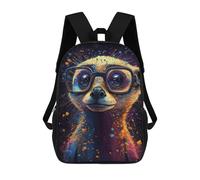 sinyumoney Colorful Meerkat Glasses Art School Backpack Secondary Causal Travel High School Bags for Camping Outdoor Adventures And Daily Travel 17inch