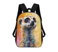 sinyumoney Colorful Meerkat Painting 3D Printed Children's School Backpack for Kids High Capacity Travel Rucksacks Book Bags Kids School Bag Back Pack 17inch