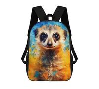 sinyumoney Colorful Meerkat Portrait Backpack School Backpack Kids School Bag Large Capacity Kids Backpack for School Rucksack 3D Book Bag Gifts for Kids 17inch