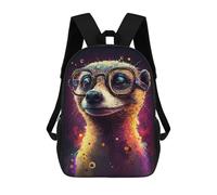 sinyumoney Colorful Meerkat with Glasses -2 17 Inch Kids Backpack Fashion Fun Backpack Book Bag for Boys And Teenager 3D Printed for Boys