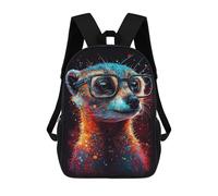 sinyumoney Colorful Meerkat with Glasses Backpack School High Secondary School Bags Casual Backpack for Camping Outdoor Adventures And Daily Travel 17inch