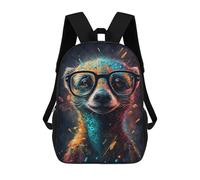 sinyumoney Colorful Meerkat with Glasses School Backpack Business Durable Laptop Bag for Camping Outdoor Adventures And Daily Travel 17inch