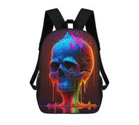 sinyumoney Colorful Melting Skull Art Backpacks 3D Printed Kids School Backpack Outdoor Casual Daypack Fashion Casual Children Backpacks Cute Travel Bags 17inch