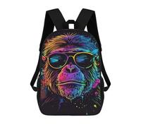 sinyumoney Colorful Monkey Art Print-3 Backpack School Bag High Secondary School Bags Casual Backpack - Perfect for Travel, Work And Daily Use 17inch