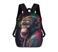 sinyumoney Colorful Monkey Art Print 3D Printed Children's 17 Inch Backpacks 3D Printed Casual School Bag for Boys Elementary And Middle