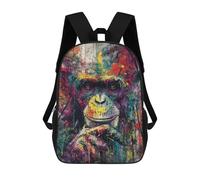 sinyumoney Colorful Monkey Art Print Children's Backpacks School Backpack 3D Printed for Kids Travel Rucksacks Book Bags Kids 17inch School Bag