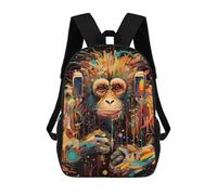 sinyumoney Colorful Monkey Artwork Backpacks 3D Printed Kids School Backpack School Bag Fashion Rucksacks for Boys Elementary And Middle School Students 17inch