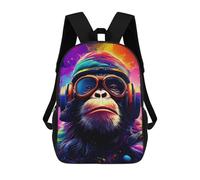 sinyumoney Colorful Monkey Aviator Artwork Backpack School Bag Daypacks Business Backpack Water Resistant Bookbag for Girls Boys Teenage 17inch