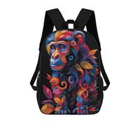 sinyumoney Colorful Monkey Backpacks Kids School Backpack School Bag 3D Printed School Bag for Boys Elementary And Middle School Students 17inch