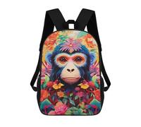 sinyumoney Colorful Monkey Flowers School Backpack Business Durable Laptop Bag for Camping Outdoor Adventures And Daily Travel 17inch