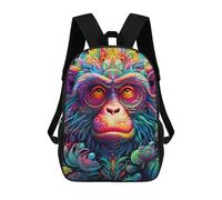 sinyumoney Colorful Monkey Illustration Backpack School Rucksack Casual Daypacks School Work Travel Bag for Boys/Girls/Teenagers 17inch