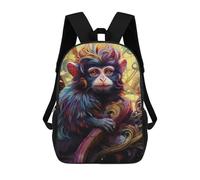 sinyumoney Colorful Monkey in Fantasy Forest Kids Backpack,School Backpack Kids School Bag 3D Printed Cartoon Large Capacity Backpack for Kids Boys And Girls 17inch