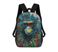 sinyumoney Colorful Monkey Painting Artwork Children's Backpacks School Backpack 3D Printed for Kids Travel Rucksacks Book Bags Kids 17inch School Bag
