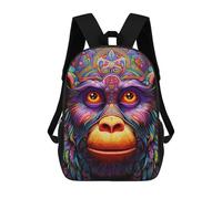 sinyumoney Colorful Monkey Portrait-13 3D Printed School Bag Children's School Backpack Schoolbags Travel Backpacks Casual Fashion Bag for Kids School Students 17inch